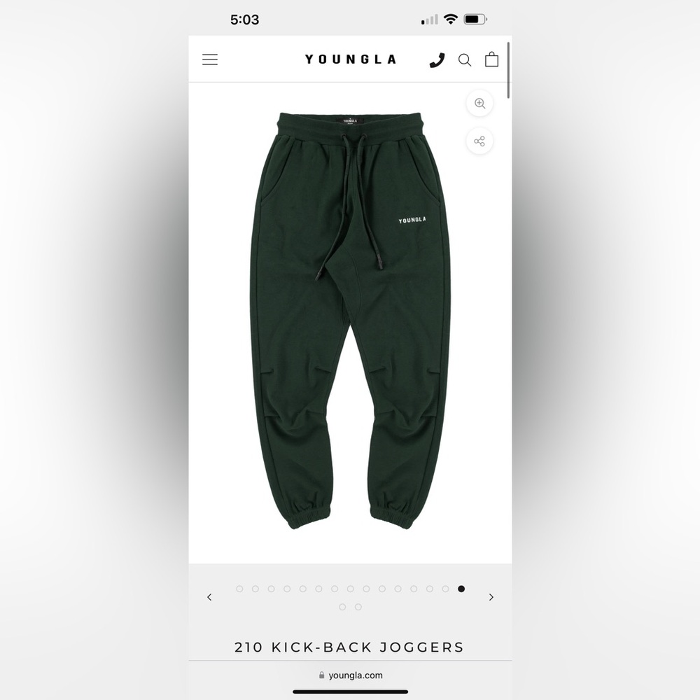 YoungLa 210 kickback joggers Green and Sand colorway